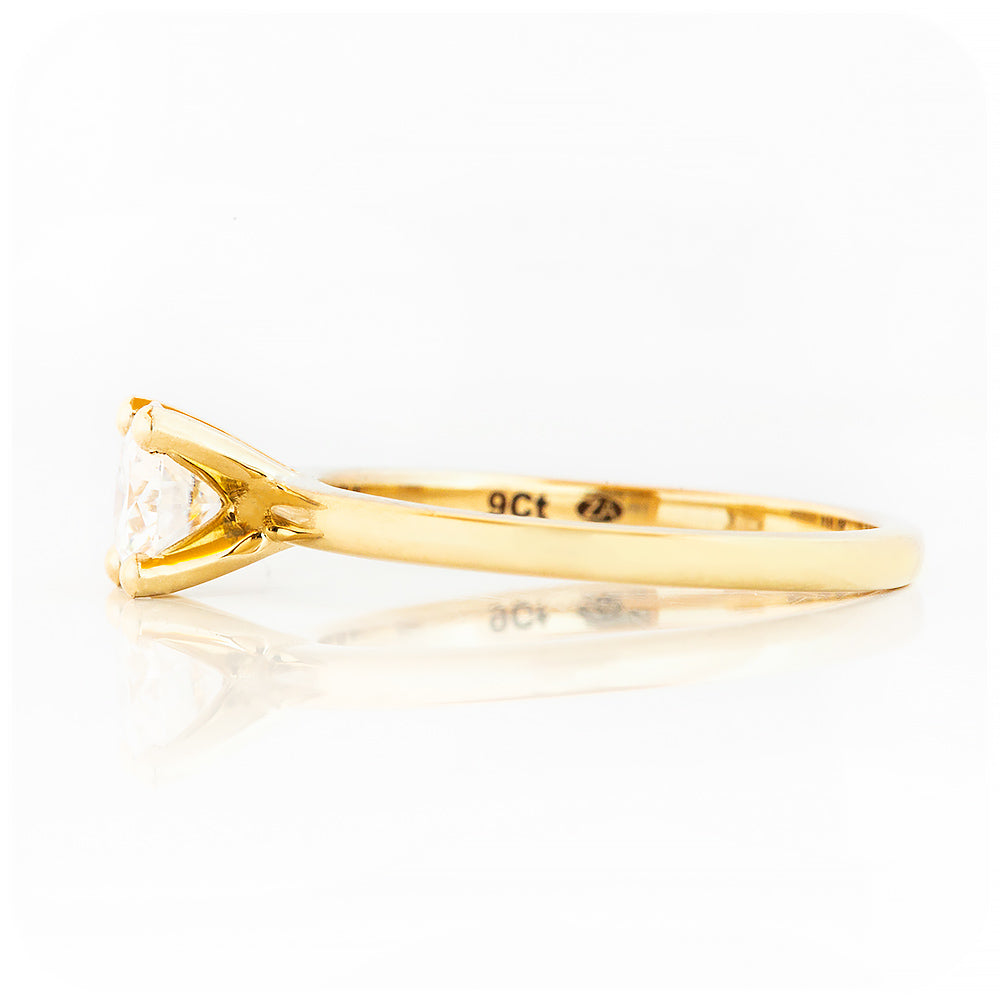 Round cut Lab Grown Diamond Solitaire Ring in Yellow Gold - Victoria's Jewellery