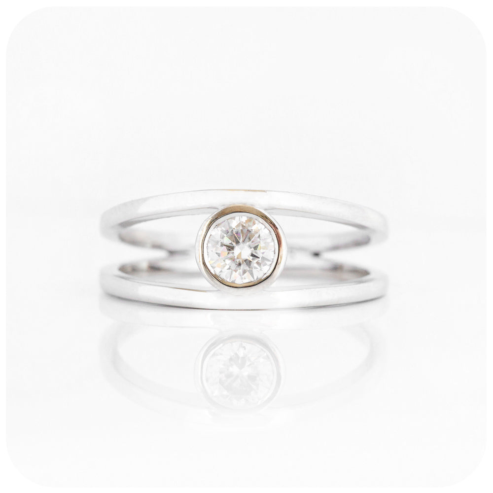 Brilliant cut Lab Grown Diamond Split Band Engagement Ring - Victoria's Jewellery