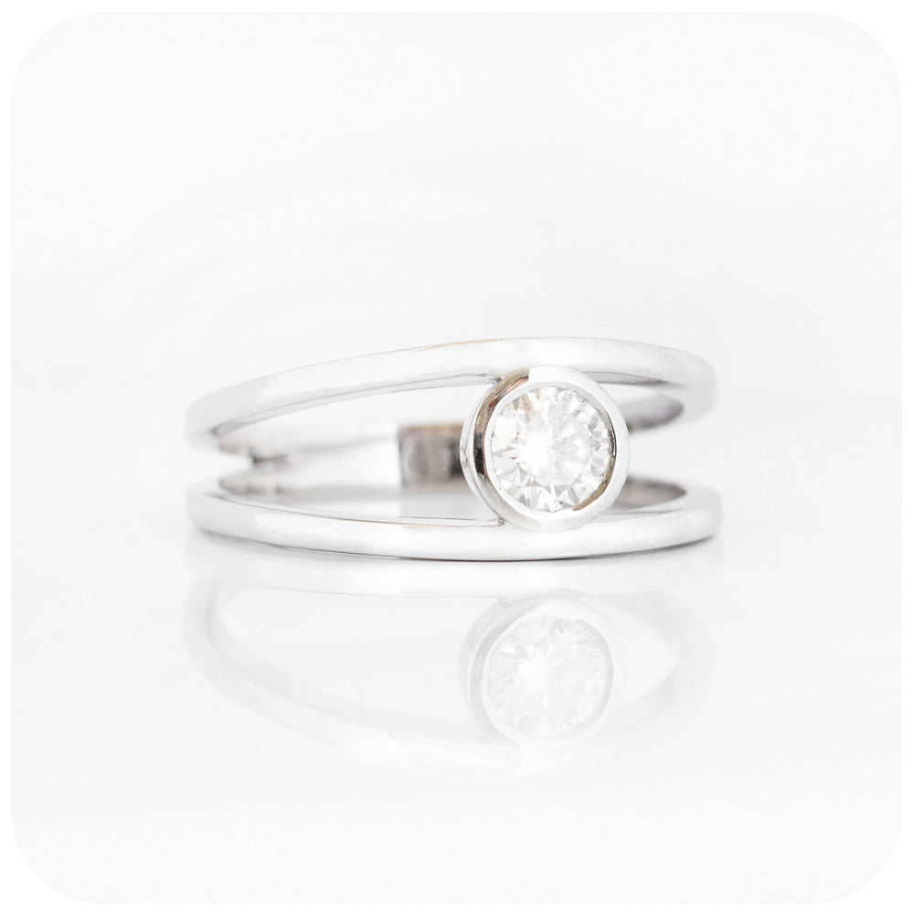 Brilliant cut Lab Grown Diamond Split Band Engagement Ring - Victoria's Jewellery