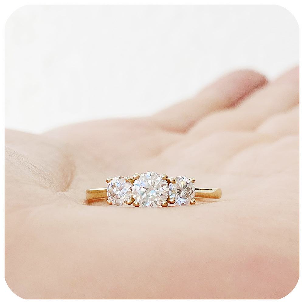 Brilliant cut Lab Grown Diamond Trilogy Engagement Ring - Victoria's Jewellery