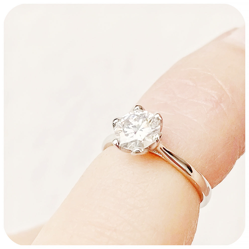 Brilliant Round cut Moissanite Solitaire Engagement Wedding Ring - Victoria's Jewellery