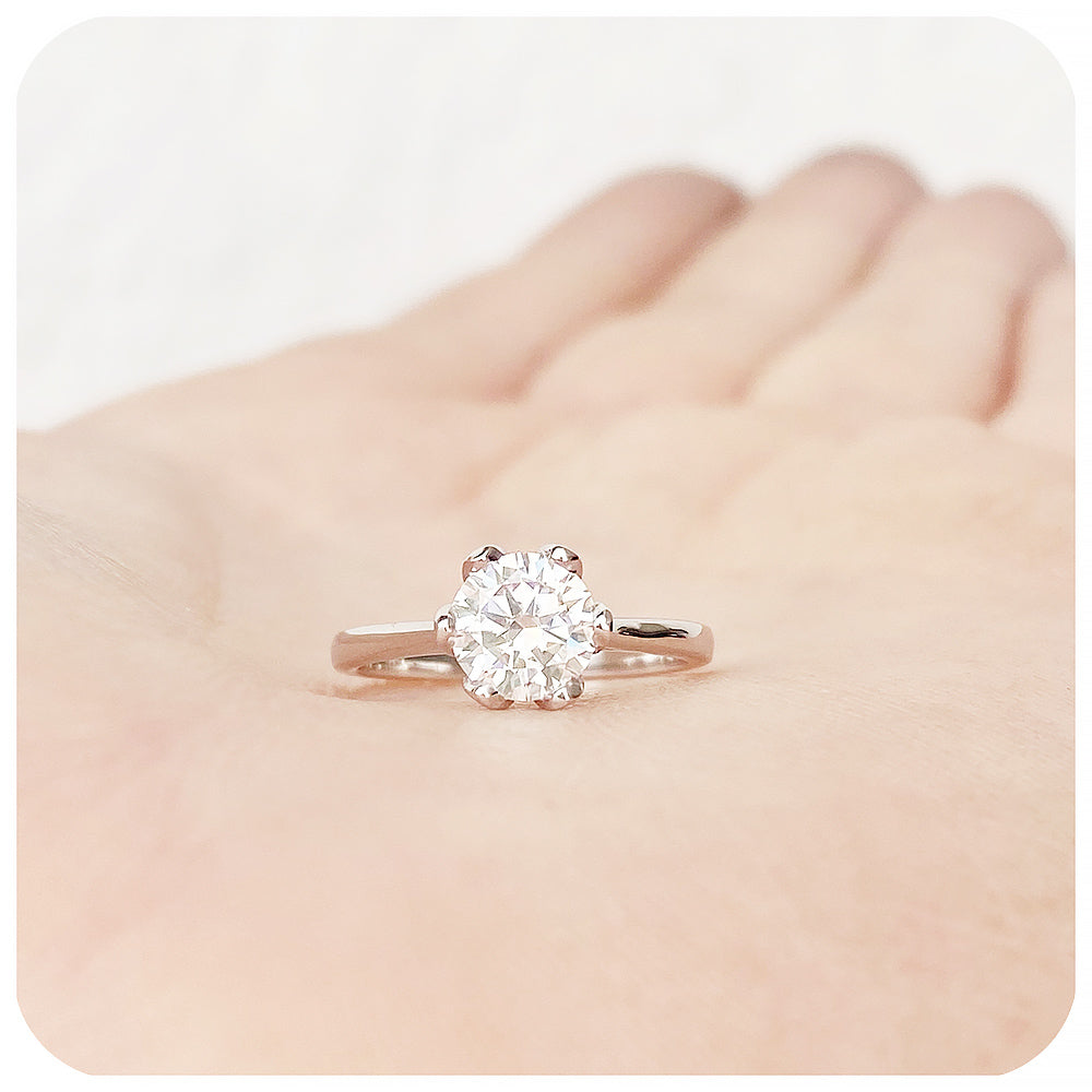 Brilliant Round cut Moissanite Solitaire Engagement Wedding Ring - Victoria's Jewellery