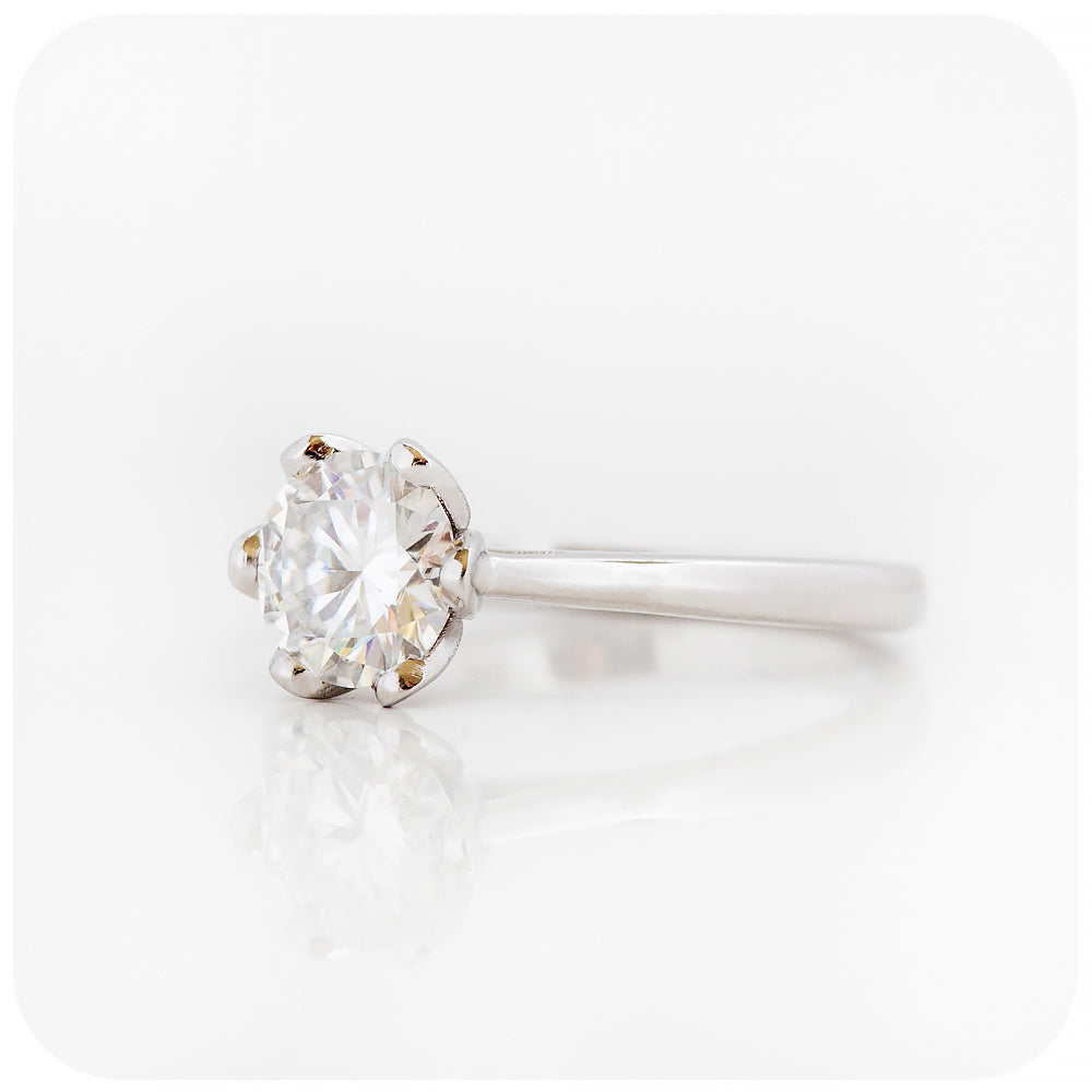 Brilliant Round cut Moissanite Solitaire Engagement Wedding Ring - Victoria's Jewellery