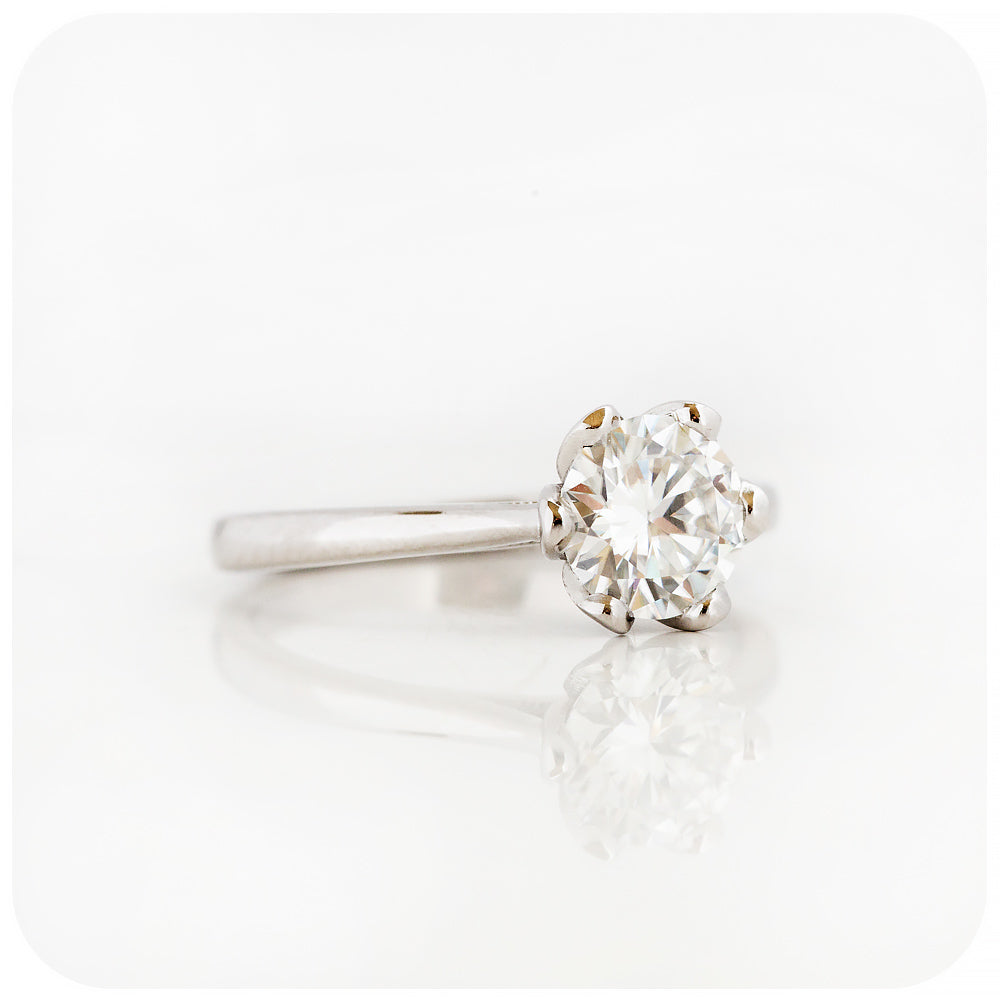 Brilliant Round cut Moissanite Solitaire Engagement Wedding Ring - Victoria's Jewellery