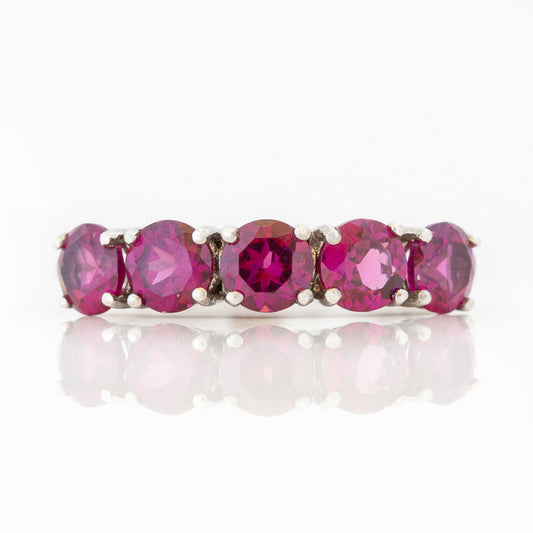 Annie, a Rhodolite Half Eternity Ring