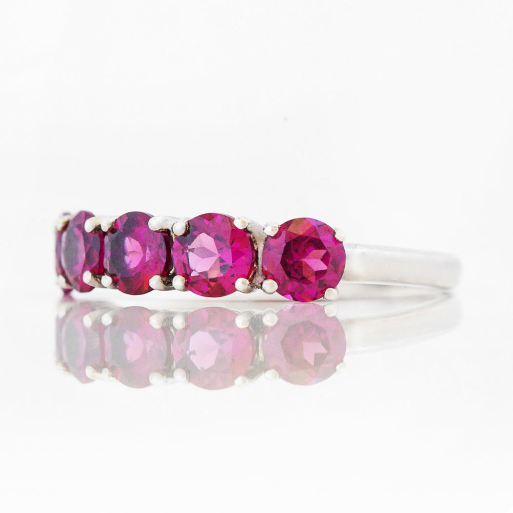Annie, a Rhodolite Half Eternity Ring