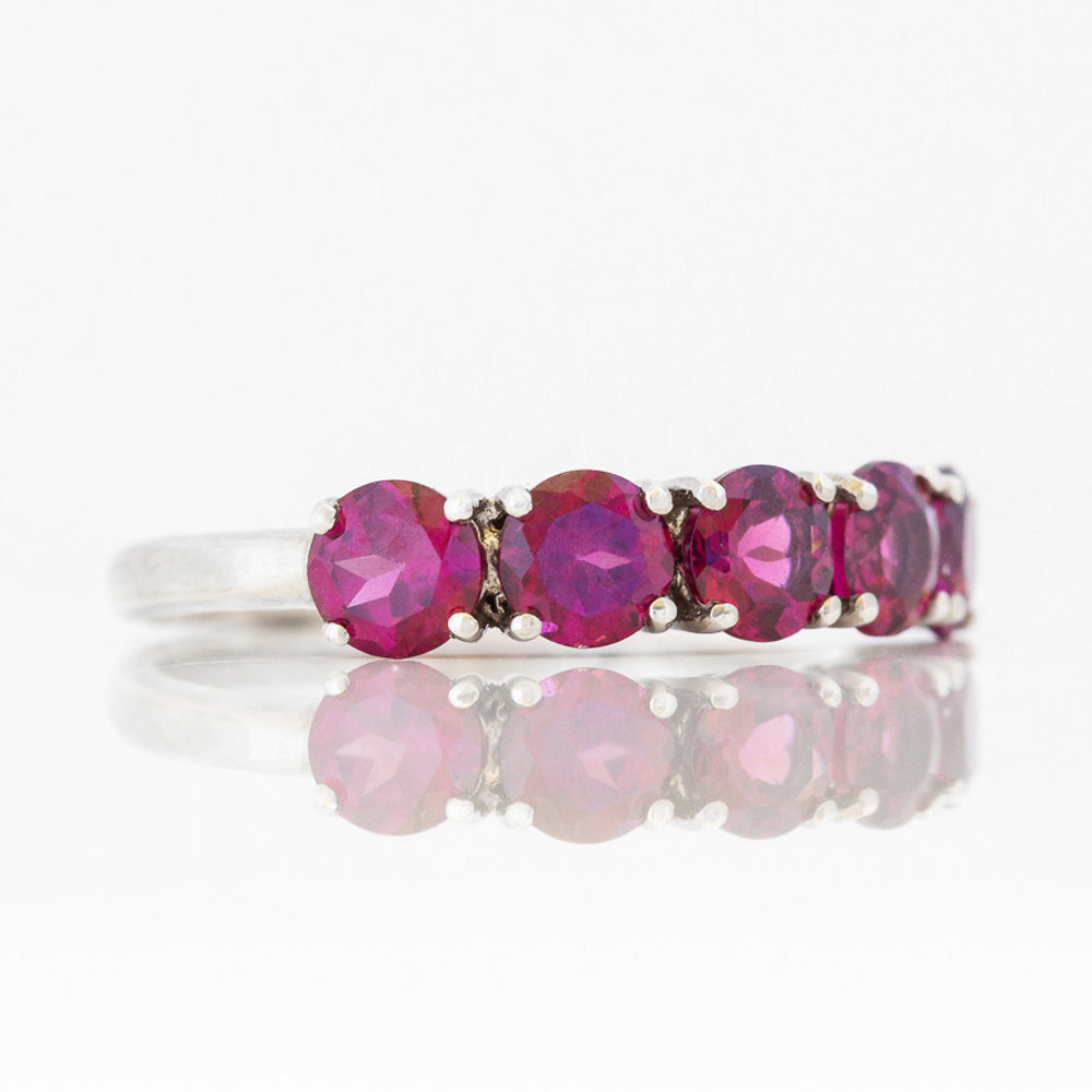 Annie, a Rhodolite Half Eternity Ring