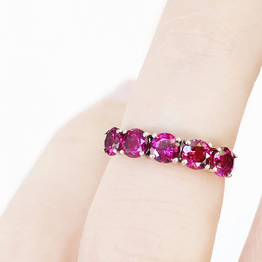 Annie, a Rhodolite Half Eternity Ring