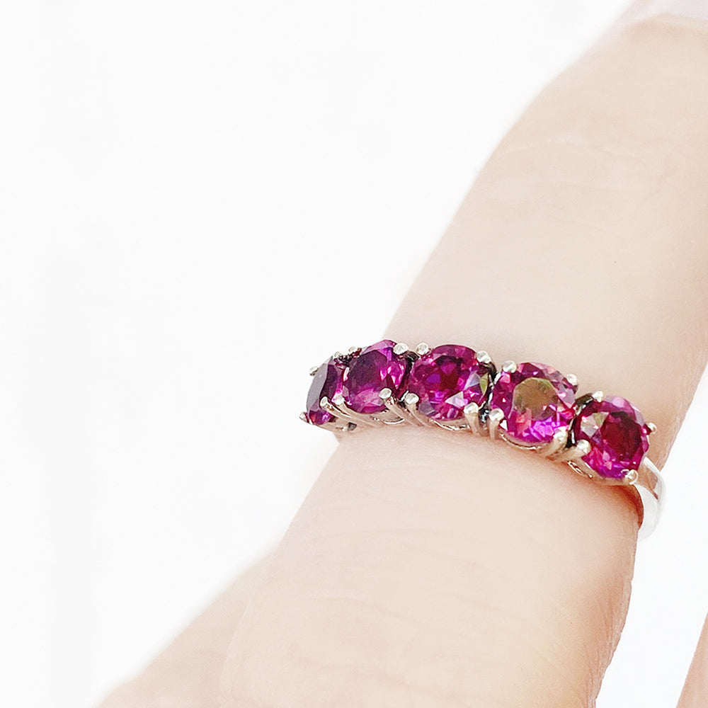 Annie, a Rhodolite Half Eternity Ring