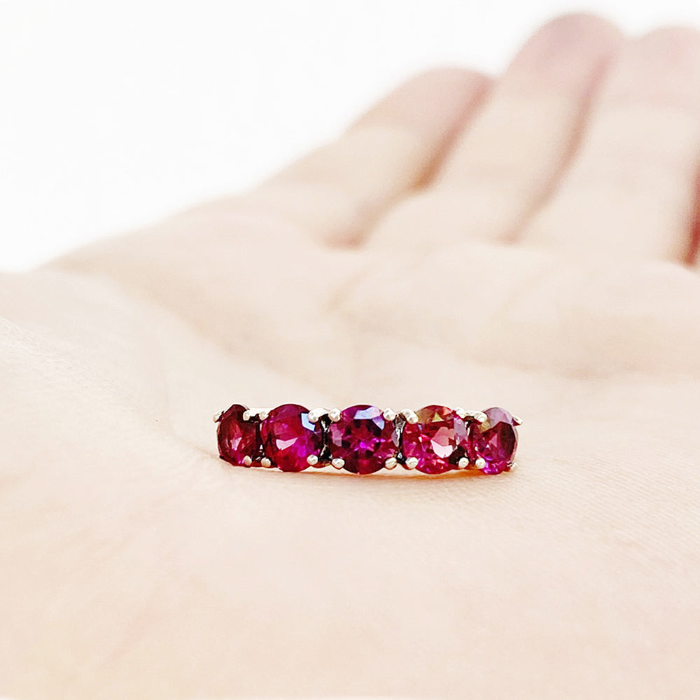 Annie, a Rhodolite Half Eternity Ring