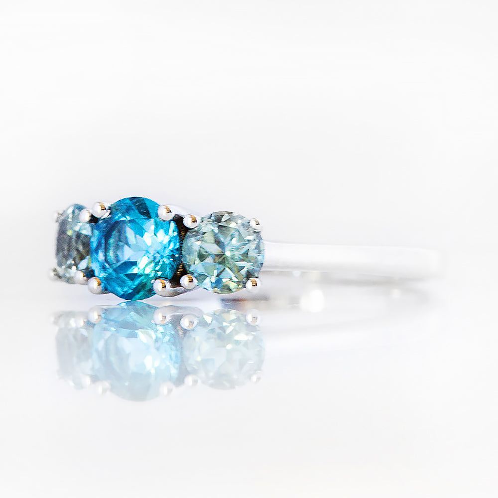 The Swiss and Sky Blue Topaz Trilogy Ring