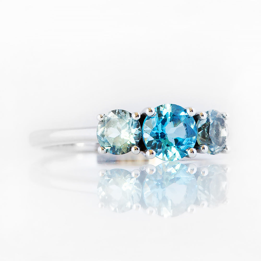 The Swiss and Sky Blue Topaz Trilogy Ring