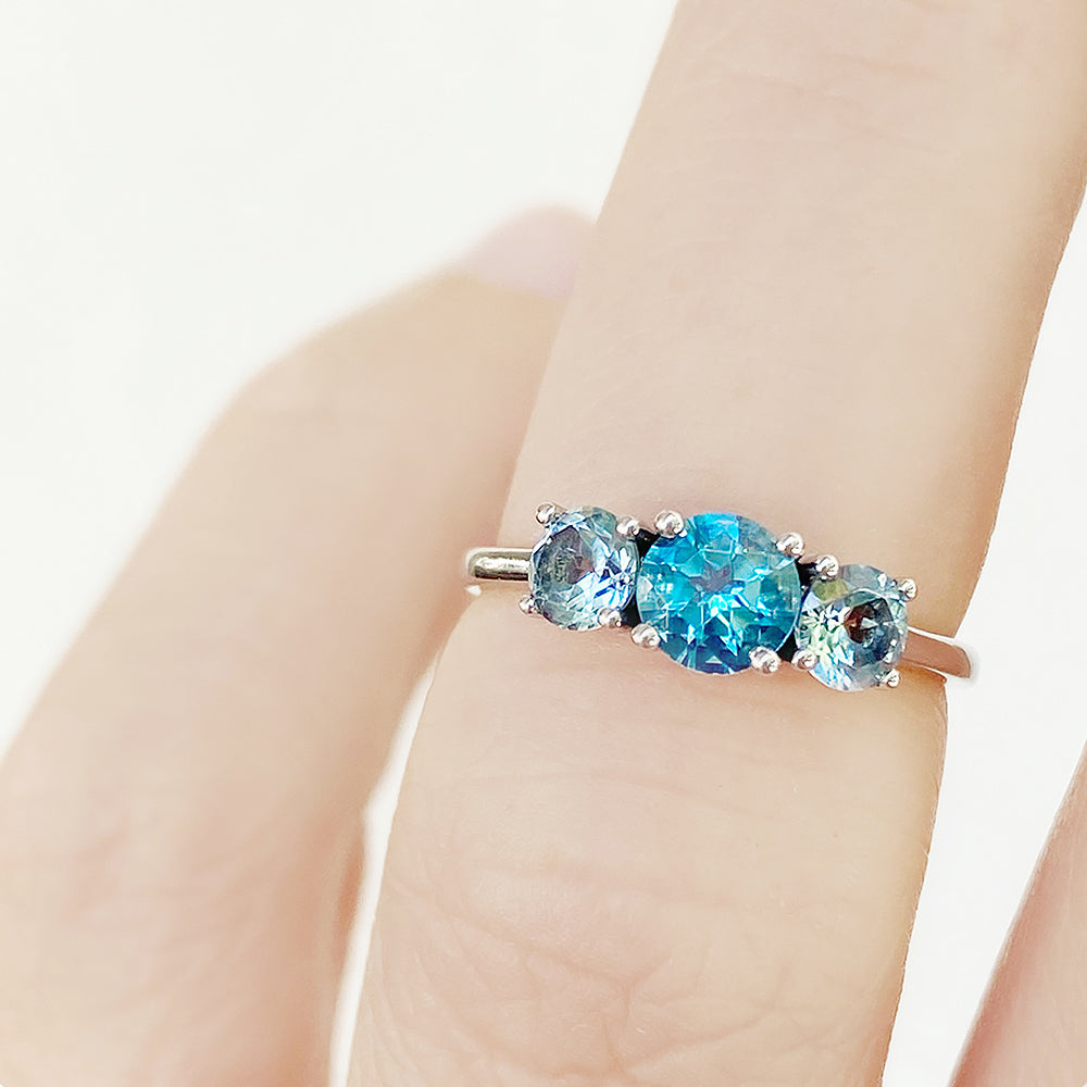 The Swiss and Sky Blue Topaz Trilogy Ring