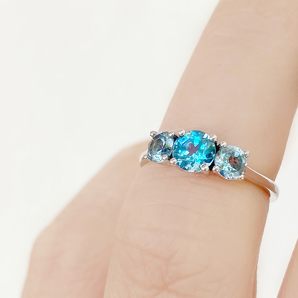 The Swiss and Sky Blue Topaz Trilogy Ring