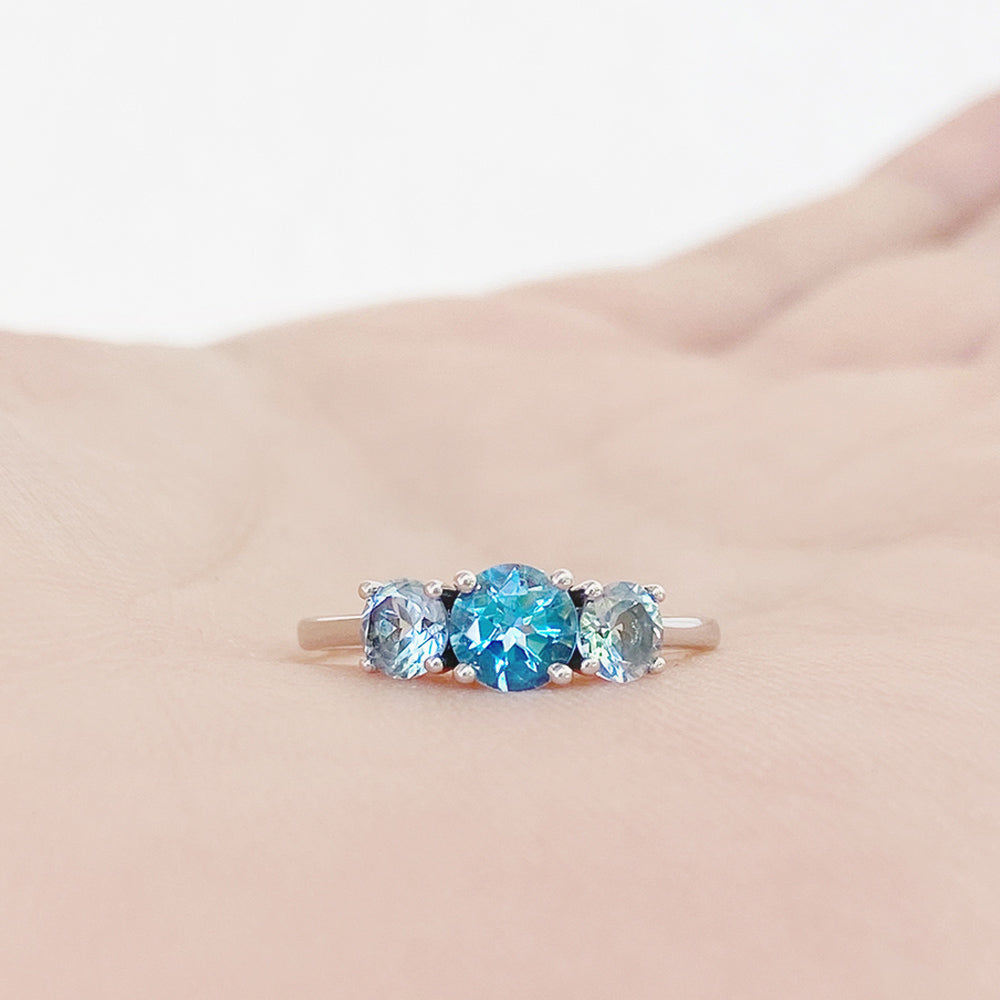The Swiss and Sky Blue Topaz Trilogy Ring