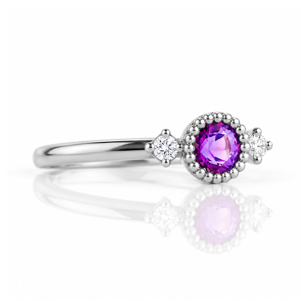 Milly, an Amethyst and Lab Diamond Ring - Victoria's Jewellery