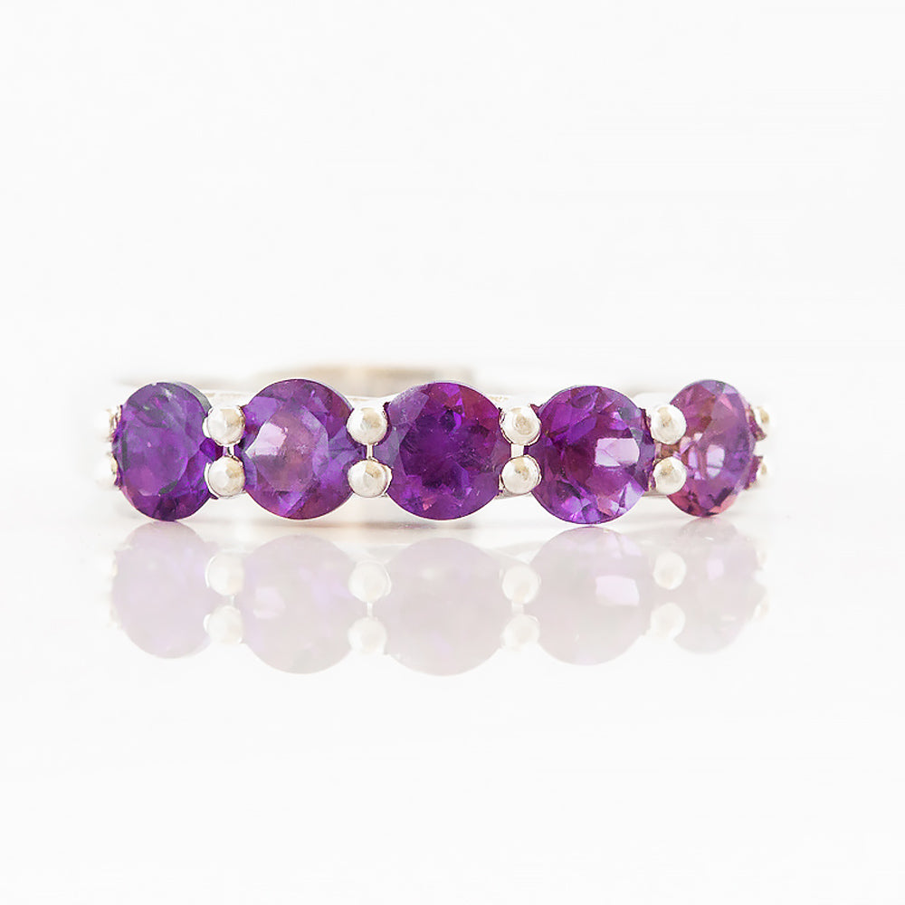 Danelle, an Amethyst Half Eternity Trellis Ring