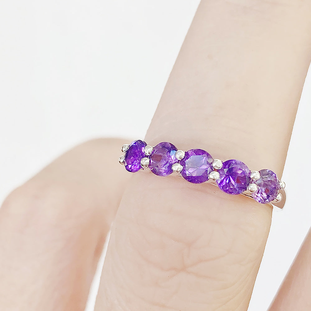 Danelle, an Amethyst Half Eternity Trellis Ring