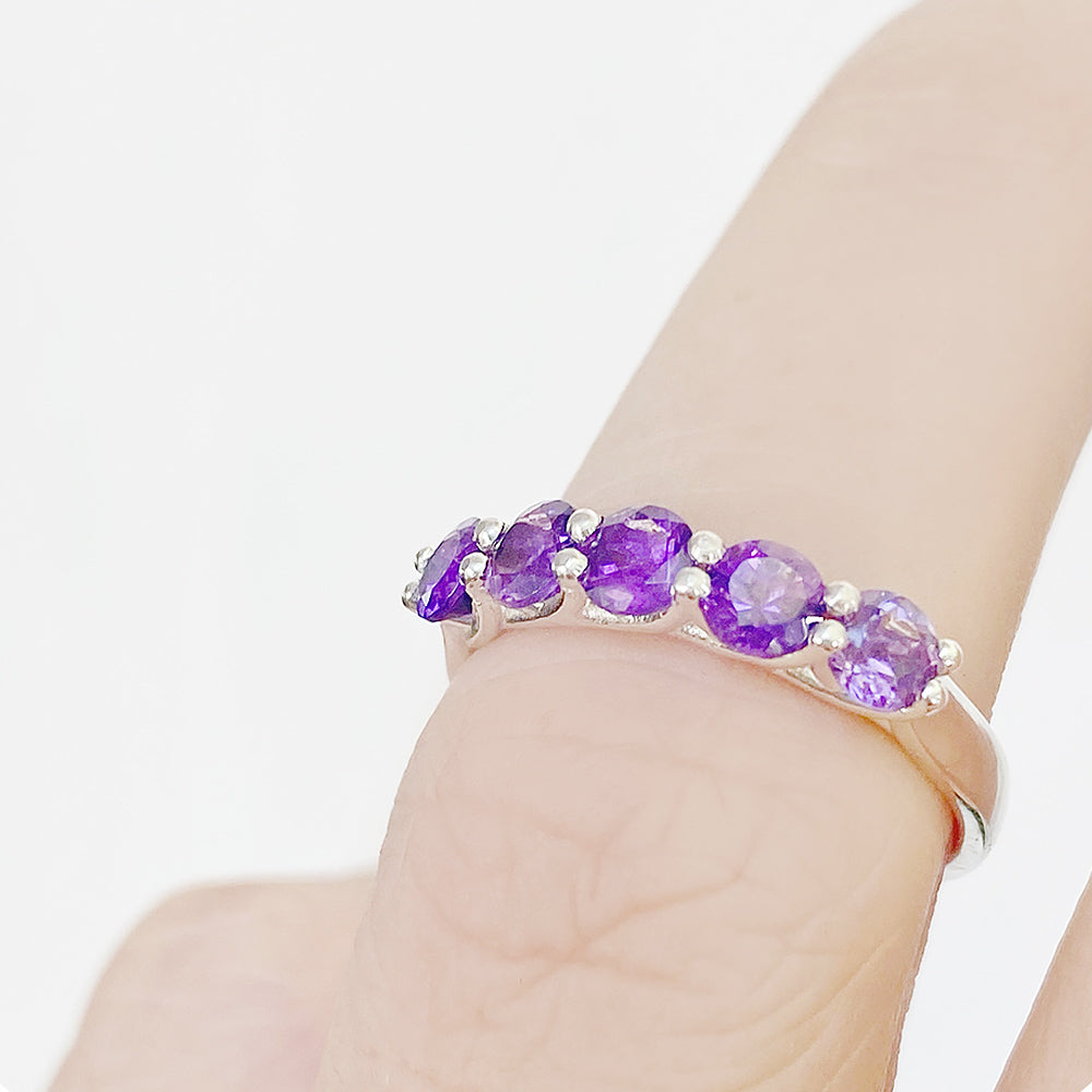 Danelle, an Amethyst Half Eternity Trellis Ring