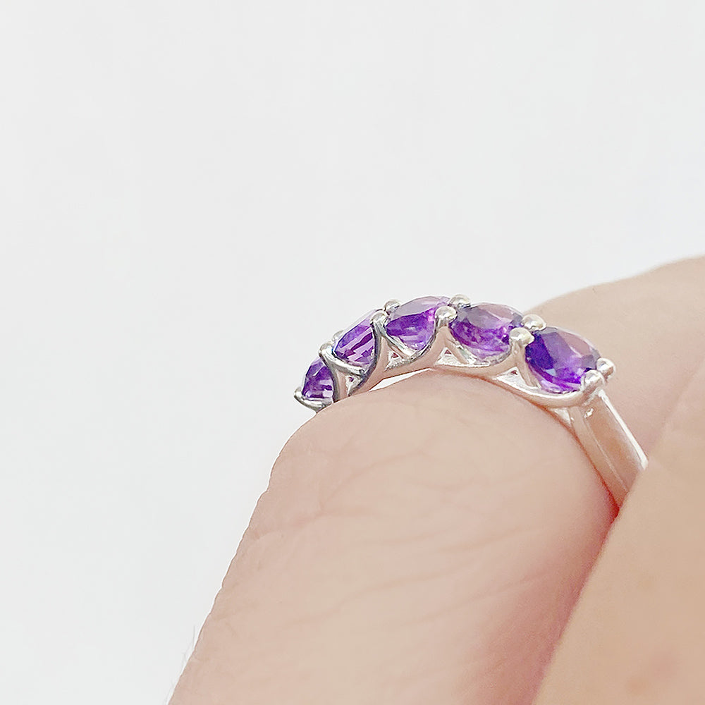 Danelle, an Amethyst Half Eternity Trellis Ring