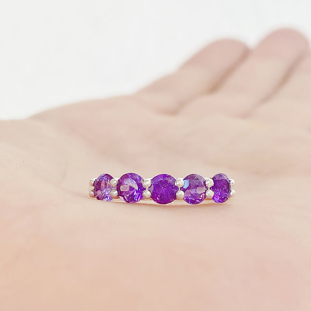 Danelle, an Amethyst Half Eternity Trellis Ring