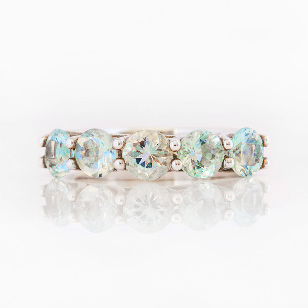 Round cut Aquamarine Half Eternity Ring - Victoria's Jewellery