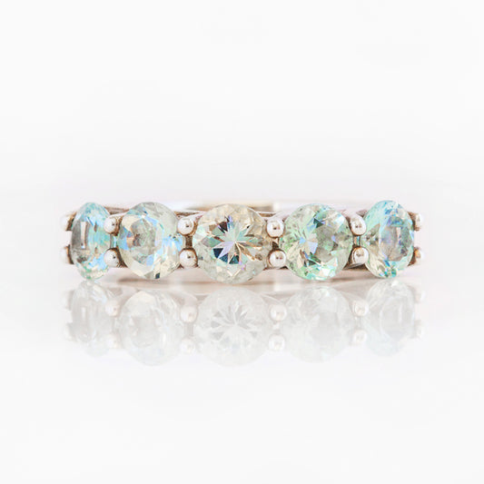 Round cut Aquamarine Half Eternity Ring - Victoria's Jewellery