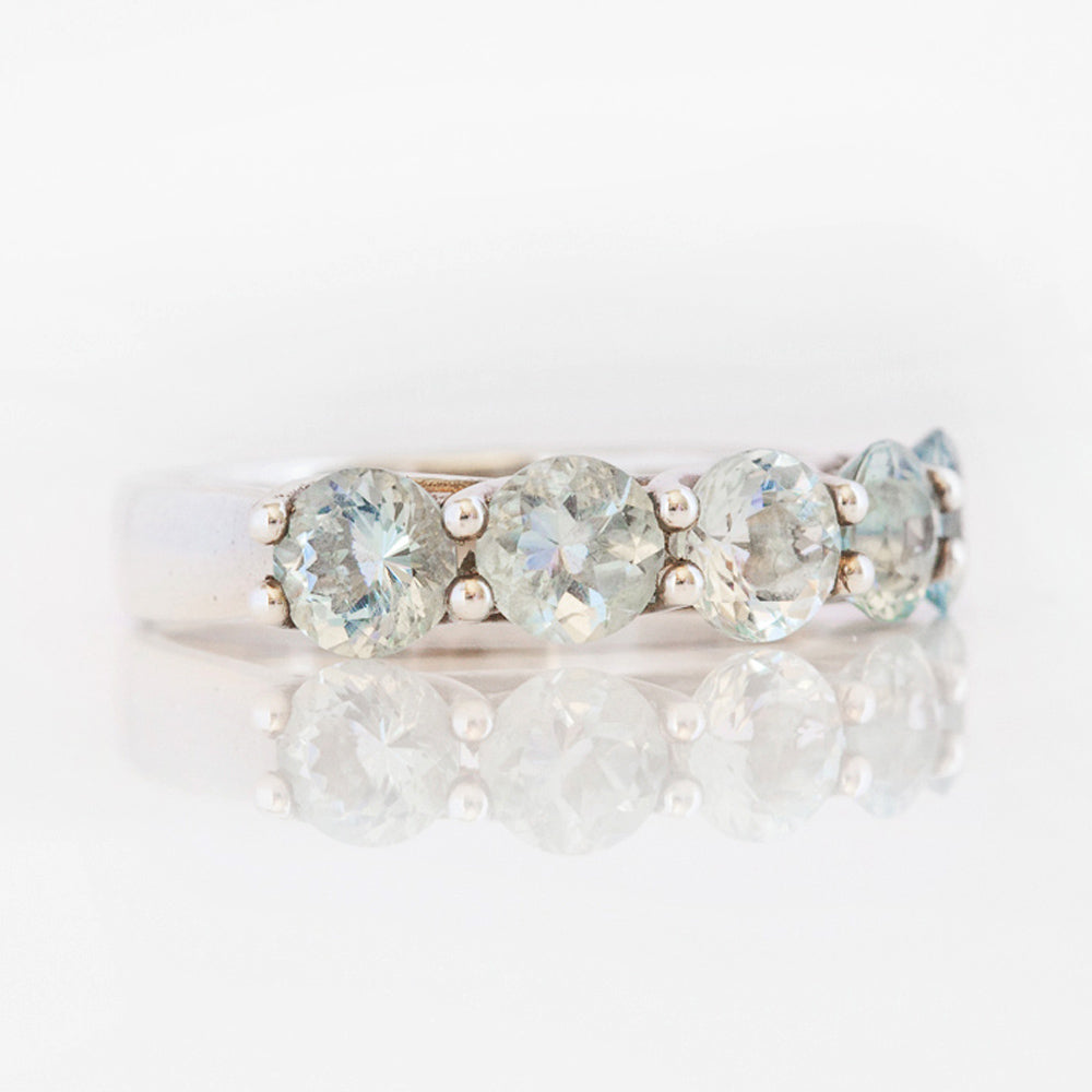 Round cut Aquamarine Half Eternity Ring - Victoria's Jewellery
