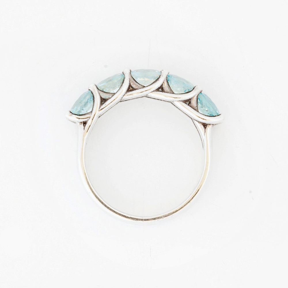 Round cut Aquamarine Half Eternity Ring - Victoria's Jewellery