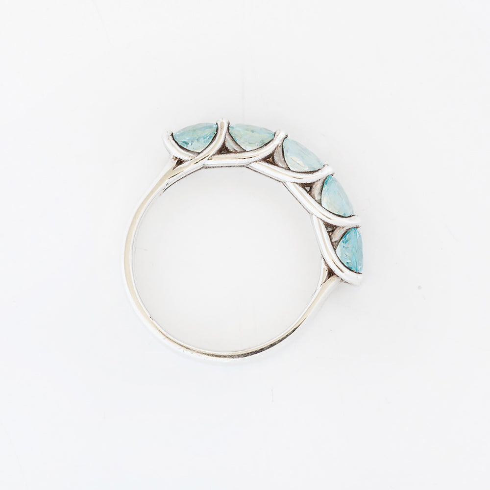 Round cut Aquamarine Half Eternity Ring - Victoria's Jewellery