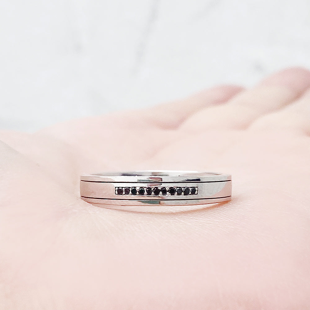 Edward, Black Diamond Mens Wedding Ring