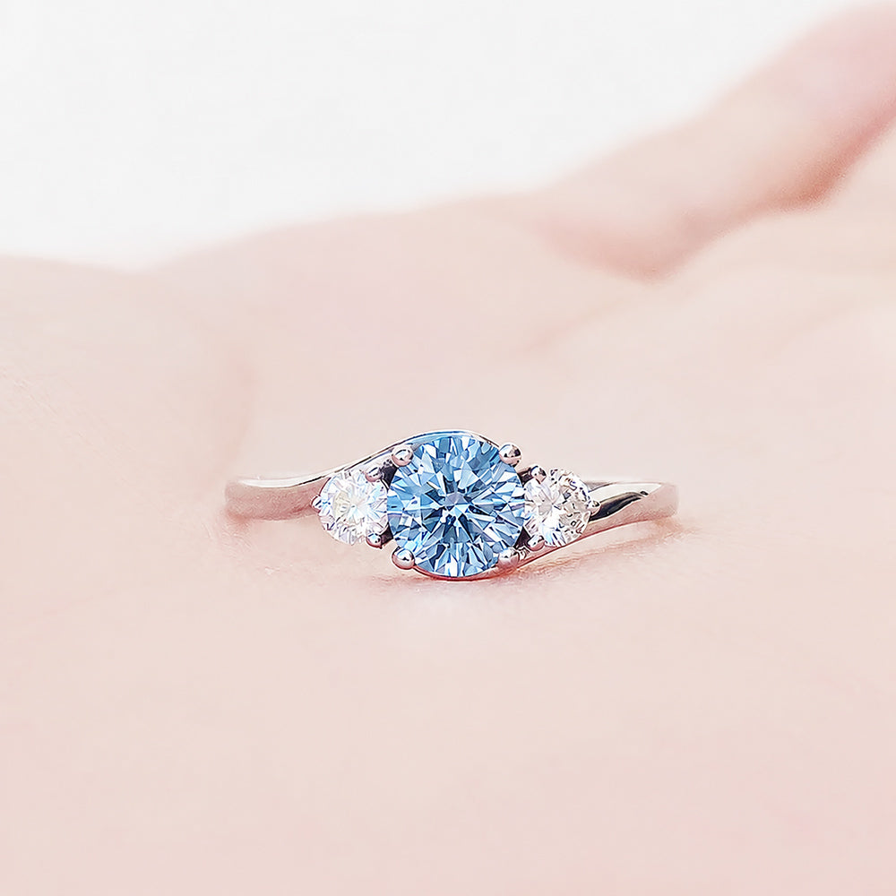 Ava, Blue Lab Diamond Trilogy Ring