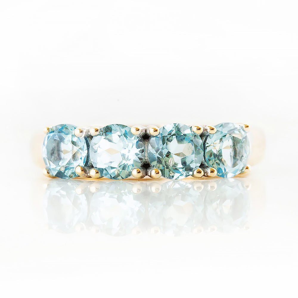 Sky Blue Topaz Half Eternity Ring in Yellow Gold - Victoria's Jewellery