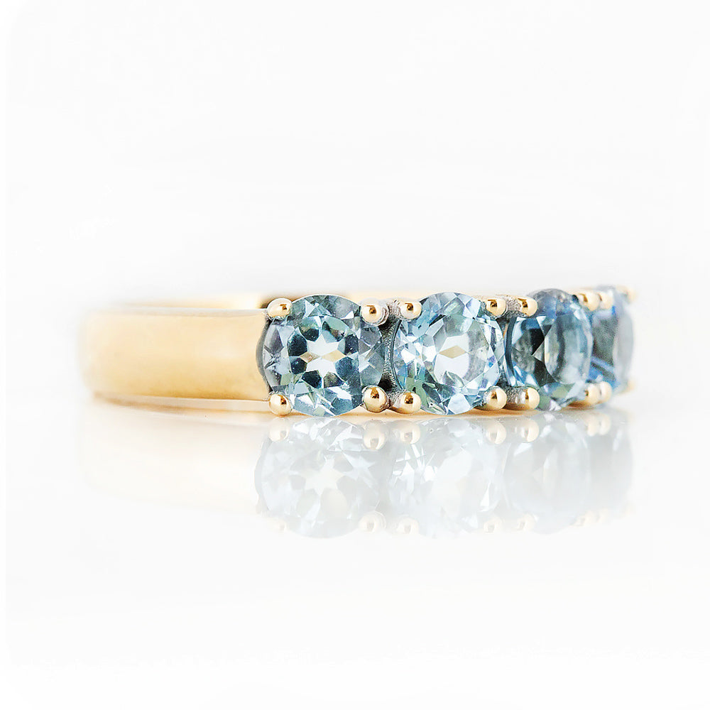 Sky Blue Topaz Half Eternity Ring in Yellow Gold - Victoria's Jewellery