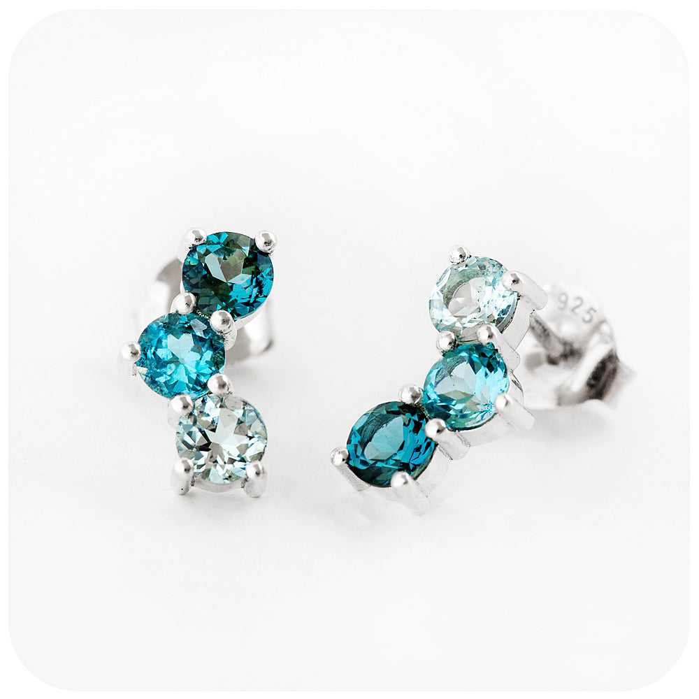 Round cut Blue Topaz Stud Earrings - Victoria's Jewellery