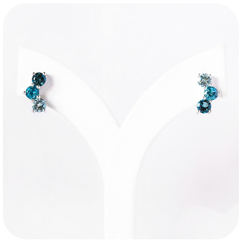 Round cut Blue Topaz Stud Earrings - Victoria's Jewellery