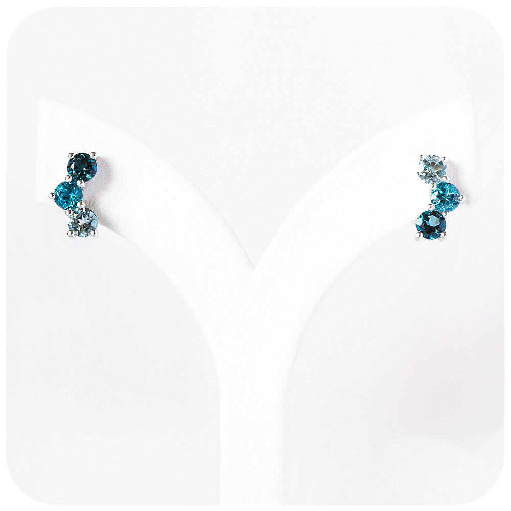 Round cut Blue Topaz Stud Earrings - Victoria's Jewellery