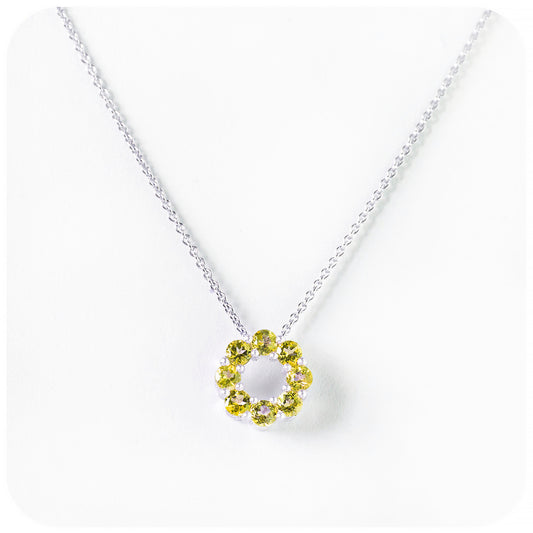 Round cut Citrine Circle of Life Pendant - November Birthstone - Victoria's Jewellery