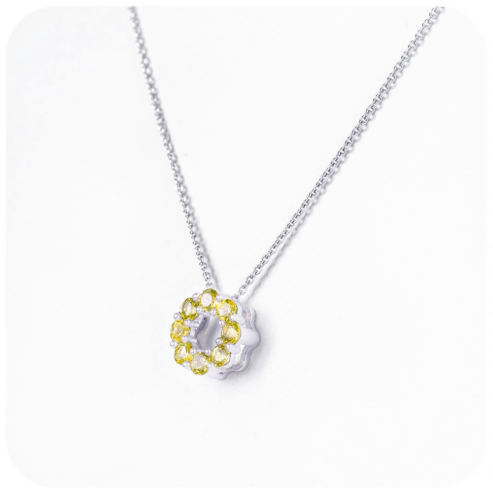 Round cut Citrine Circle of Life Pendant - November Birthstone - Victoria's Jewellery