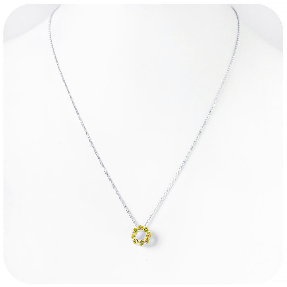 Round cut Citrine Circle of Life Pendant - November Birthstone - Victoria's Jewellery