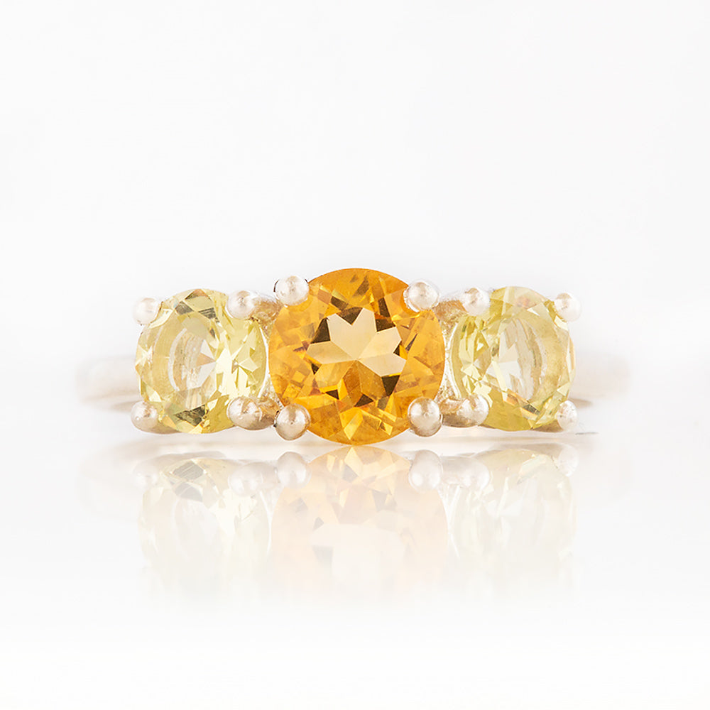Citrine and Lemon Quartz trilogy anniversary ring - Victoria's Jewellery