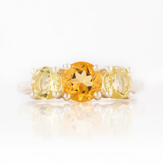Citrine and Lemon Quartz trilogy anniversary ring - Victoria's Jewellery