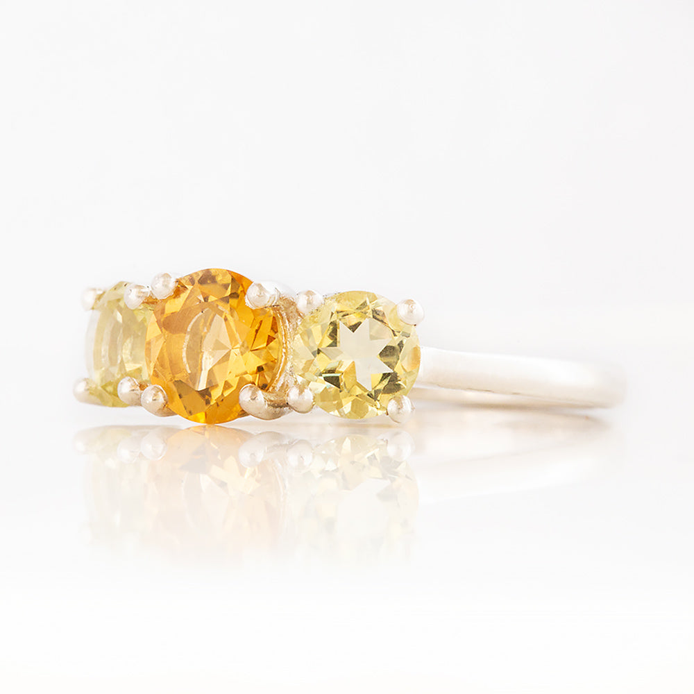 Citrine and Lemon Quartz trilogy anniversary ring - Victoria's Jewellery