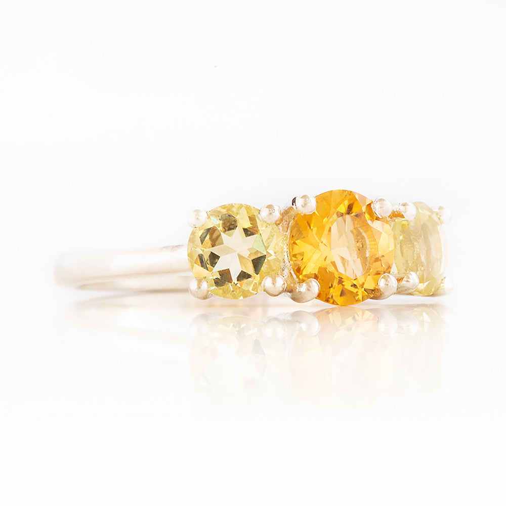 Citrine and Lemon Quartz trilogy anniversary ring - Victoria's Jewellery