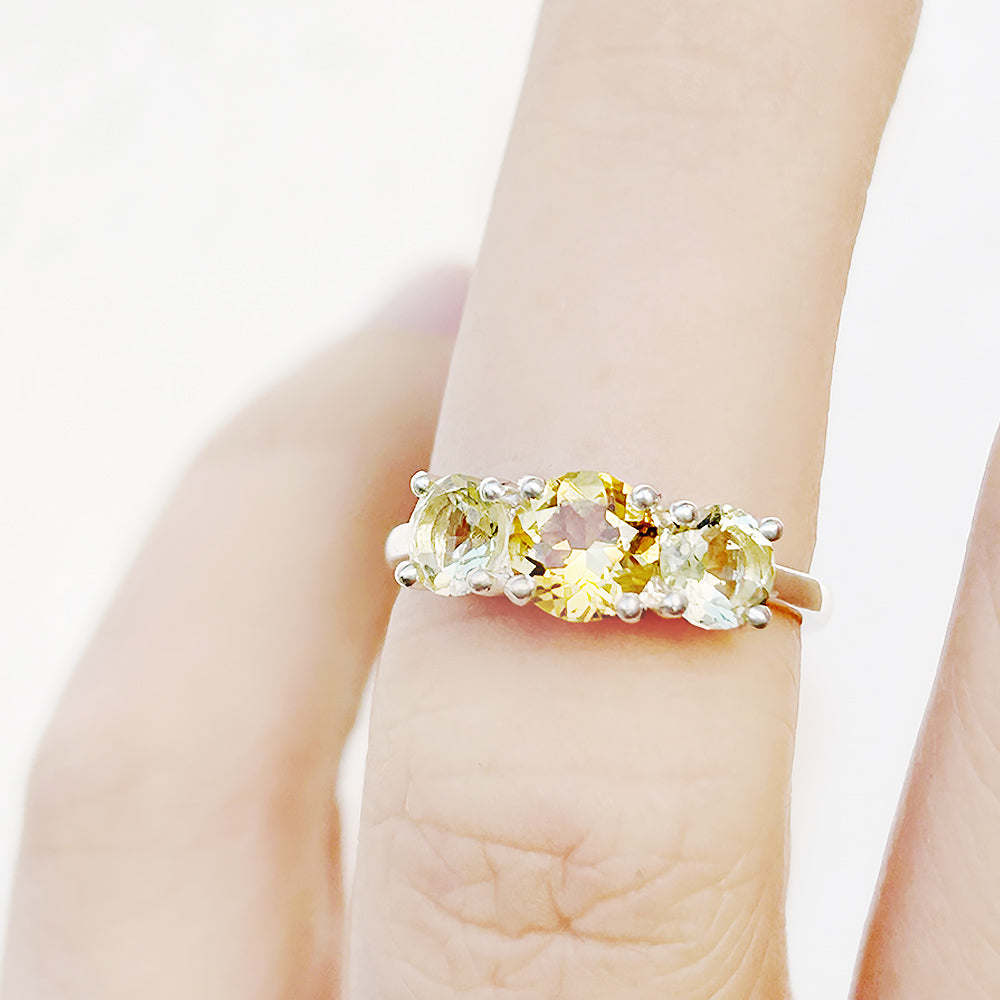 Citrine and Lemon Quartz trilogy anniversary ring - Victoria's Jewellery