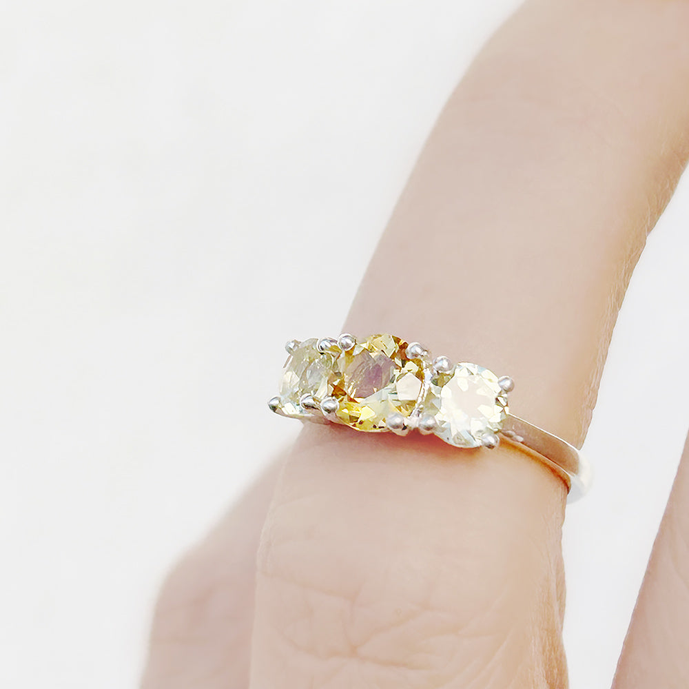 Citrine and Lemon Quartz trilogy anniversary ring - Victoria's Jewellery