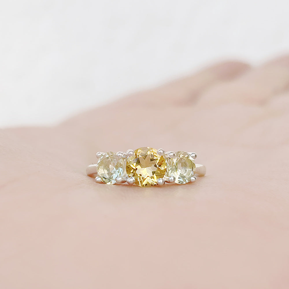 Citrine and Lemon Quartz trilogy anniversary ring - Victoria's Jewellery