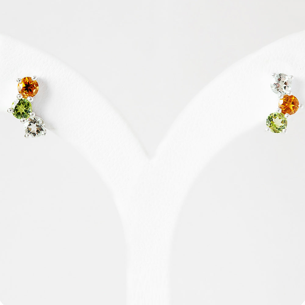 Laurel, a Citrine, Peridot and Prasiolite Rainbow Stud Earring
