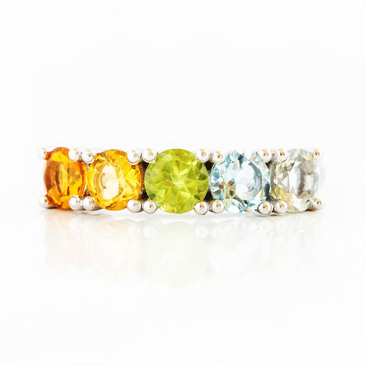 Citrine, Peridot, Topaz and Prasiolite half eternity anniversary ring - Victoria's Jewellery