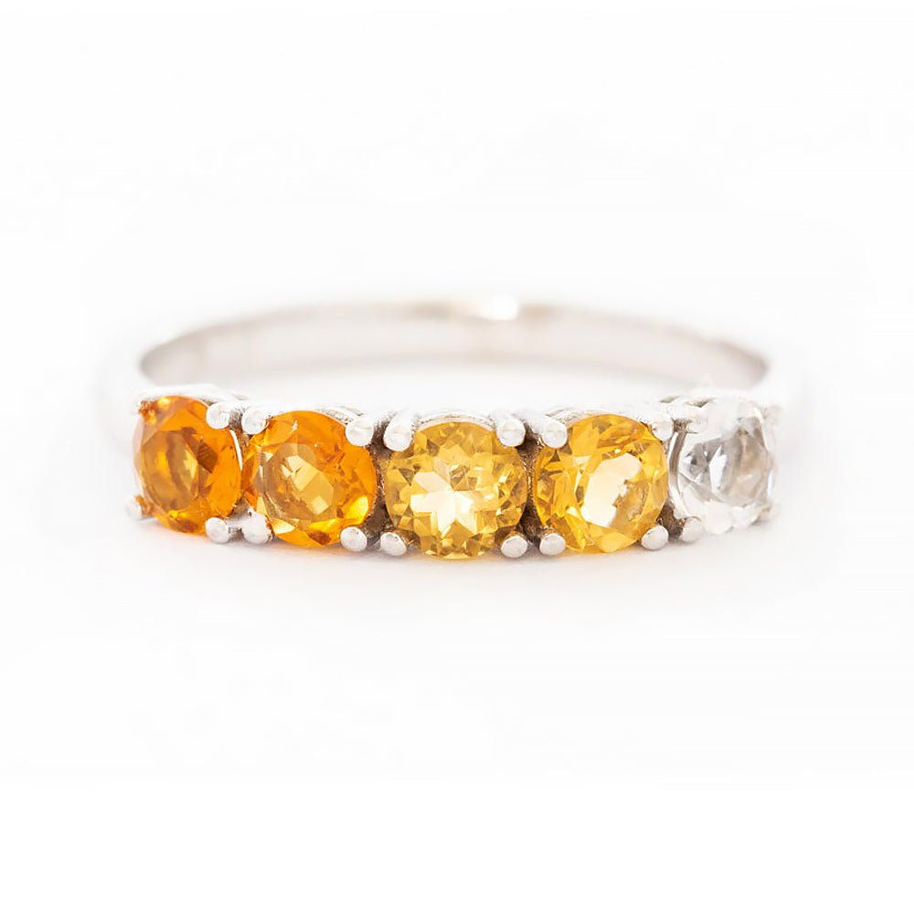 Round cut Citrine Rainbow half eternity ring - Victoria's Jewellery